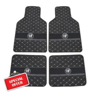 GTFRFD 4pcs Custom Leather Car Floor Mats for Alfa Romeo 159 (939) (Combi) 2005-2011 All Weather Front Rear Row Auto Carpet Waterproof Protection