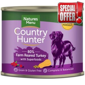 Natures Menu Country Hunter Dog Farm-Reared Turkey with Superfoods Tins 6x600g