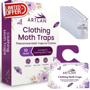 Moth Traps | 10 Premium Pheromone Clothes Moth Trap | Natural Repellent for Wardrobe Pest | Closet & Carpet Pest Protectio