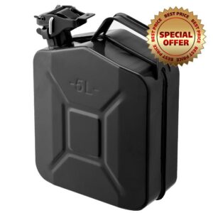 Bonnlo 5L Metal Petrol Can Fuel Oil Storage Can Diesel Tank with Spout