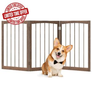COSTWAY Wooden Dog Gate for Small and Medium Dogs