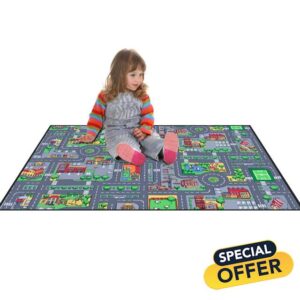 Play Mat for Floor - Road Traffic System Kid's Floor Carpet | Multi-Functional Activity Playmat for Nursery Room