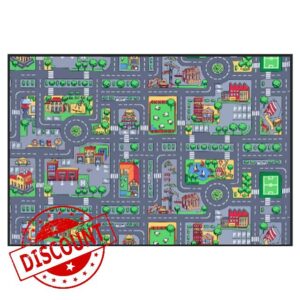 City Town Car Roads Interactive Playroom for Children's Kids Boys Girls 80cm x 120cm Creative Playmat Soft Durable for Toddler Educational Classroom Nursery Bedroom Play Carpet Ma
