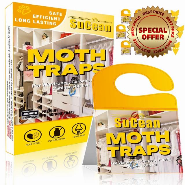 SuCean Moth Traps - 7 Premium Pheromone Moth Traps for Common Clothes