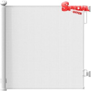 Extra Wide Pet Safety Barrier & Pet Gate - Adjustable Mesh Fence for Stairs