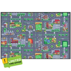 80x120cm Kids Rug Play Mat For Toy Car Childrens Road Play Mat Baby Play mat For Floor Educational Play Rug Road Traffic System Kid's Floor Comfortable Velvet Mat For Playroom Living Room