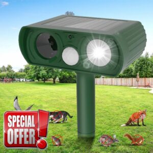 Solar Ultrasonic Cat Repellent for Gardens uk Cat Deterrents for Gardens uk Fox Squirrel Skunk Deer Rabbit Rodent Dog Deterrents Animal Repeller for Yard Garden Farm Outdoo
