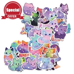 Amaxiu 50 Pcs Rainbow Starry Sky Cat Stickers