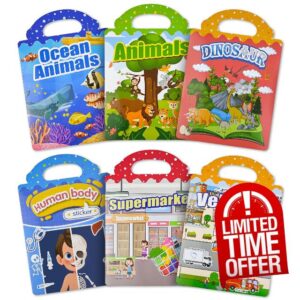 6Pack Reusable Sticker Books for Toddlers