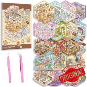 20 Sets DIY 3D House Stickers Kit Non-Toxic & Safe 3D Miniature Scene Therapy for Kids and Adults
