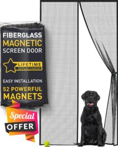 Magnetic Fly Screen Door Strong Fiberglass - Heavy Duty Fine Mesh Door Fly Screen