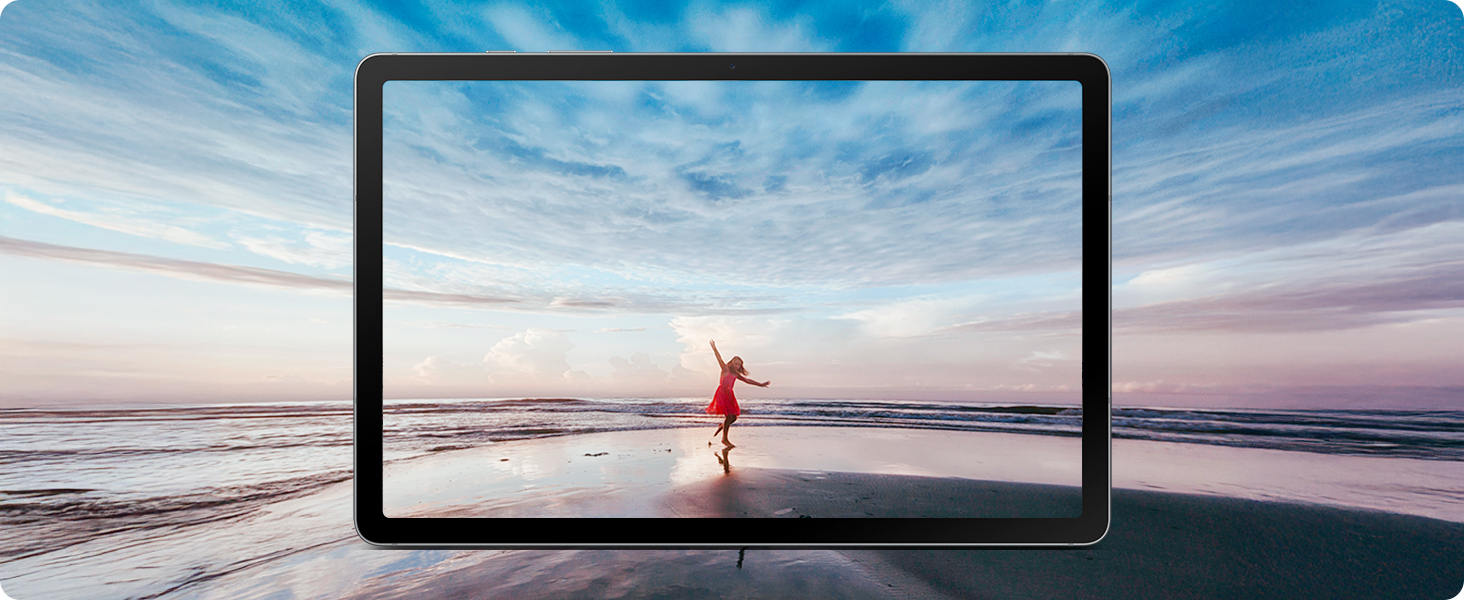 Multiple views of a smartphone displaying camera interface capturing person on beach at sunset, demonstrating wide-angle photography capabilities.