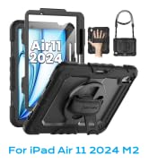Black protective case set for iPad Pro 13 2024 M4, featuring multiple carrying options and rugged construction.
