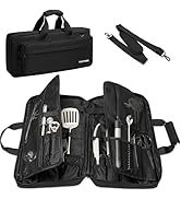 OUUTMEE Chef Knife Bag, 17-Slot Knife Storage Case with Multiple Pockets| Heavy-Duty Knife Carryi...