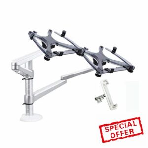 EGNIAN OA-11X Multifunctional Dual Arm Two Pad Desk Mount 10"-15" Double Laptop Table Holder Stand Bracket Clamp Base 65mm (Color : OA-11Y)