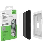 Belkin ScreenForce TemperedGlass Treated Privacy Screen Protector for iPhone 15 Pro - Slim & Scra...
