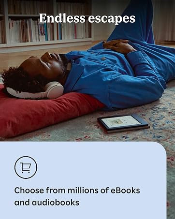 Text reads 'So many ways to read' and 'Acclaimed eReaders and a FREE app'. Marketing images showing mobile device usage in different settings.