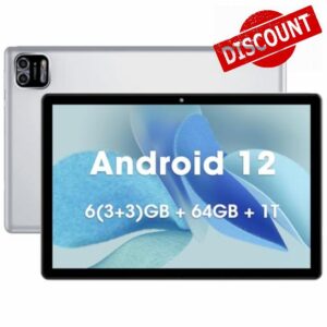 WeTapper Android Tablet 10 inch 3GB RAM 64GB ROM Android 12 Tablets Octa-Core Processor 1280x800 IPS Display Tablet with 2+8MP Camera WiFi Bluetooth 6000mAh Battery (Silver)