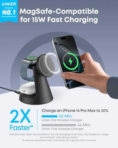 3-in-1 Qi2 Certified 15W MagSafe Compatible Wireless Charger