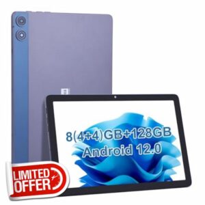 C idea 10.1inch Android 12 Tablet PC 8GB (4+4) RAM+128GB ROM+512GB Expandable 1200 * 1920 Eye Protection IPS Screen 6000mAh Battery Life 5MP+13MP Dual Camera Bluetooth WiFi Tablet for Gifts