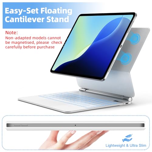 Multi-Touch Trackpad with 7 Color Backlit Wireless Keyboard for iPad Pro 13 Inch 2024