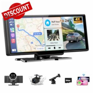 10.26" Car Tablet Pro Max 2025: Wireless Carplay Screen for Car with 4K Front and 1080P Rear Camera