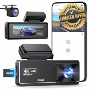 PENEMAY Dash Cam Front and Rear 4K+1080P