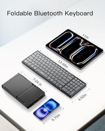 Multi-Device Bluetooth Folding Keyboard with Smart AI Function