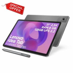 Lenovo Idea Tab Android Tablet | 11 inch 2.5K (2560x1600) Display | MediaTek Dimensity 6300 | 4GB RAM | 128GB UFS 2.2 | Wi-Fi 5 | Luna Grey | including Tab Pe