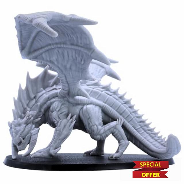 Adamantine Dragon – Fantasy Miniature Figure with 120mm x 92mm Oval Base | 32mm Scale Epic Miniatures | DnD
