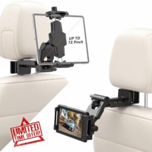 KDD Car Headrest Tablet Holder Mount - 360°Adjustable iPad Car Holder Back Seat for Kids & Desk