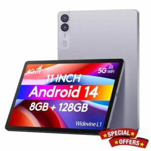 Wainyok 11 Inch Android 14 Tablet: K8 4G LTE 5G WIFI Tableta | 8GB RAM + 128GB ROM (1TB TF) | Octa-Core | Widevine L1