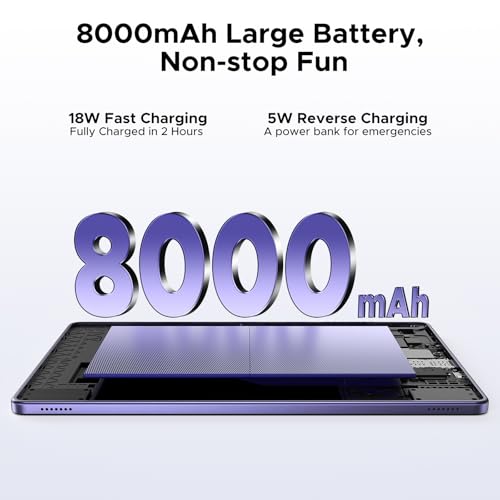 11 inch Tablets 8000mAh Battery Tablets with SIM Card Slot 1920*1200 90hz Screen 32GB RAM+256GB ROM (TF 2TB) 13MP/5MP Camera Widevine Octa Core Gaming Tablet - Purple