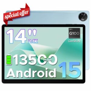 DOOGEE Tab E3 Max 14 Inch Tablet Android 15 Gaming Tablet 13500mAh Large Battery MTK G100 Octa-Core 32GB RAM+256GB ROM (2TB TF)