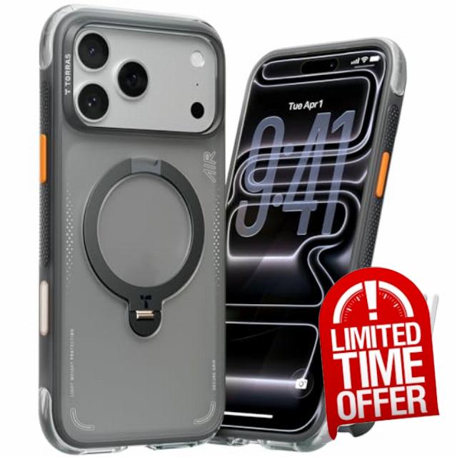 TORRAS Ostand Q3 Air for iPhone 17 Pro Max Case with Real Airbags