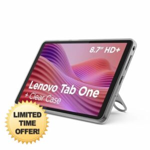 Lenovo Tab One Android Tablet | 8.7 inch HD Display | MediaTek Helio G85 | 4GB RAM | 64GB | Wi-Fi 5 | Clear Case