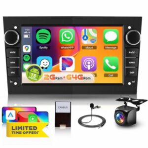 [2G+64G] Android Car Stereo for Opel Vauxhall Corsa Astra Vivaro Zafira with Wireless Carplay/Android Auto/GPS/WiFi