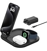 Belkin BoostCharge Pro 2-in-1 Wireless Charging Dock with MagSafe 15W Fast Charge iPhone Charger ...