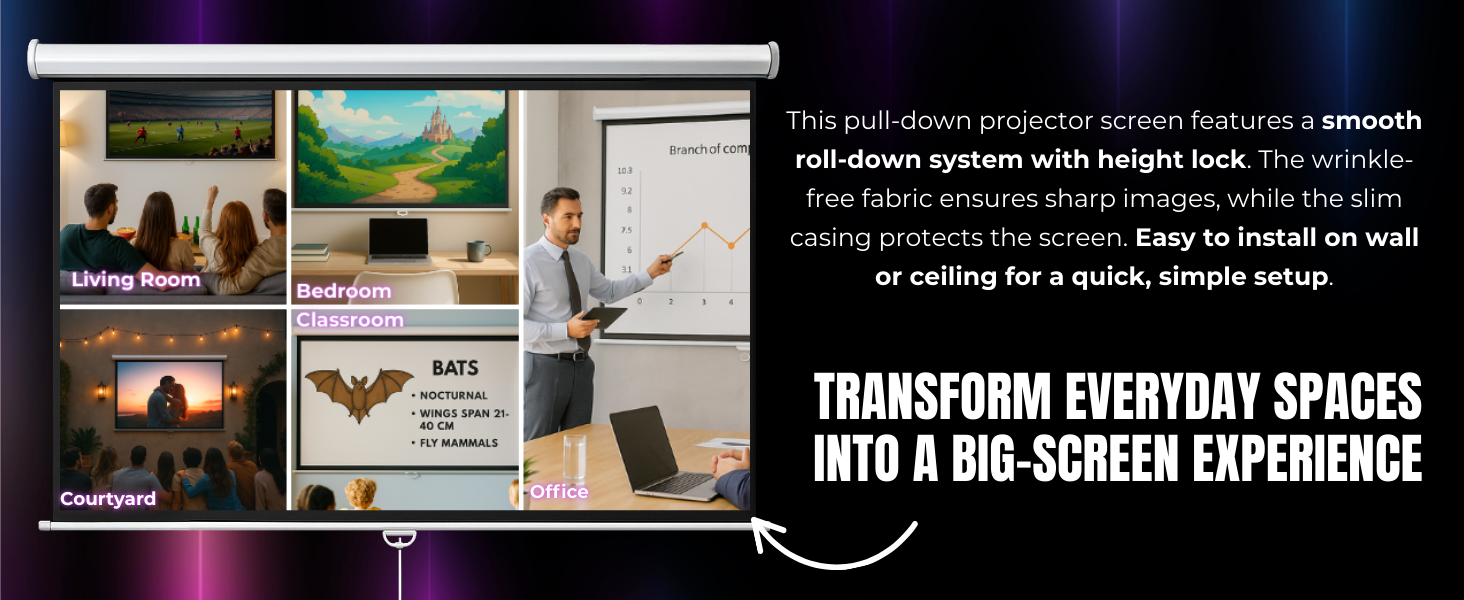 Text reads '2 INSTALLATION METHODS' showing two mounting options: 'Ceiling Mounting' and 'Wall Mounting' with landscape display screens demonstrating each installation type.