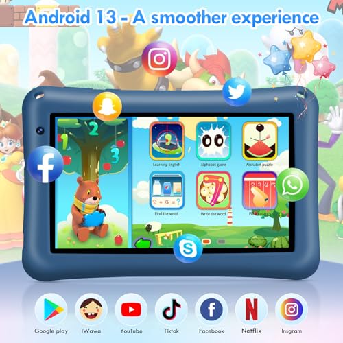 Android 13 Tablet for Kids,4GB+64GB(1 TB Expandable),Octa-Core,5800mAH,5MP+8MP,WiFi 6
