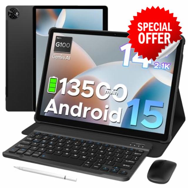 DOOGEE Tab E3 Max 14 Inch Tablet Android 15 Gaming Tablet with Keyboard