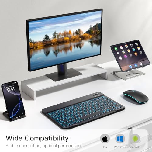 Quiet Rechargeable Wireless Keyboard and Mouse with Phone Holder