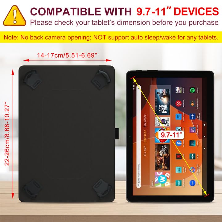 Multi-Angle Viewing Stand Cover with Pocket for 9.6-11 Inch Android Tablet