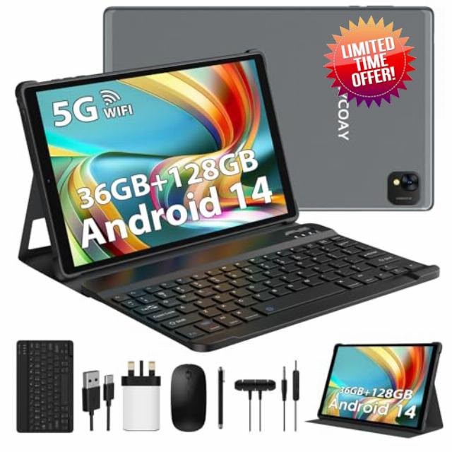 FLYCOAY Newest Android 14 Tablet 10 Inch