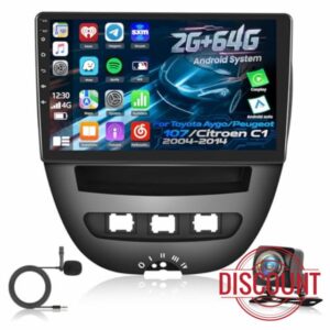 [2GB+64GB] Android Car Radio for Toyota Aygo/Peugeot 107/Citroen C1 2004-2014 with Wireless Carplay and Android Auto