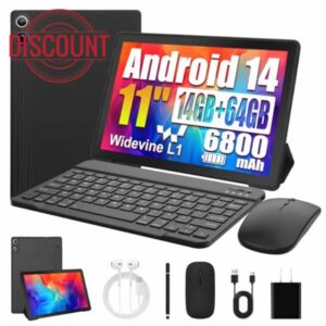 Ainmel Android 14 Tablet 11 Inch - Android Tablet with Keyboard 14GB 1TB Expand