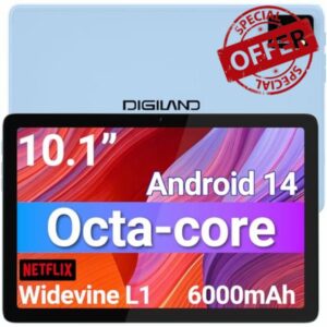 DigiLand Tablet 10.1 inch Android 14 Octa-Core Processor