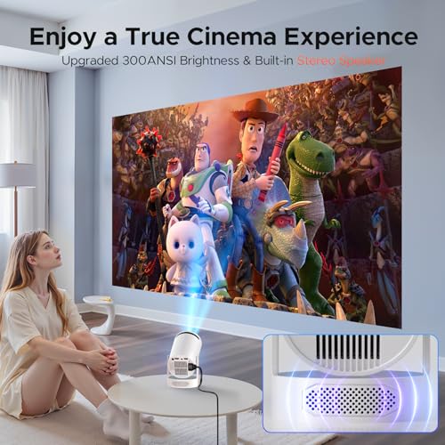 Android 11.0 Auto Keystone 1080p Portable Video Projectors with Hi-Fi Speaker