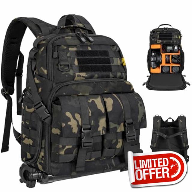 OUUTMEE Camera Backpack with 15.6" Laptop Compartment – Waterproof Camera Bag