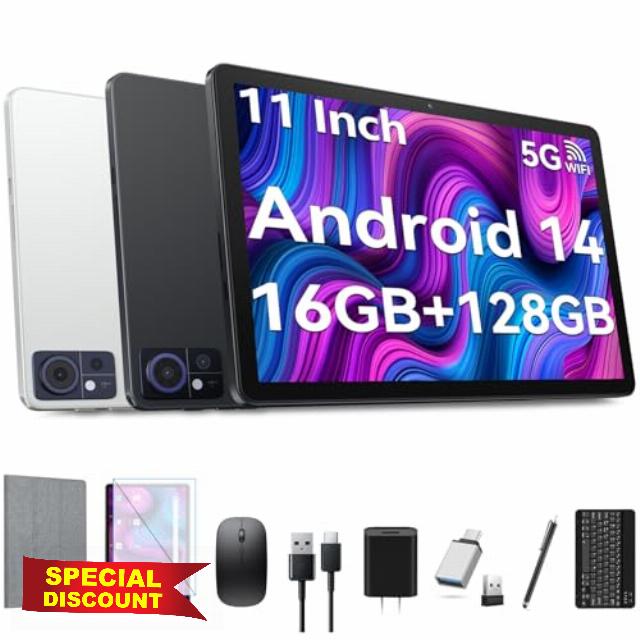 EITOMIN Tablet 11 inch 2025 Latest Android14 Tablet 128GB ROM+16GB RAM+1TB Expand